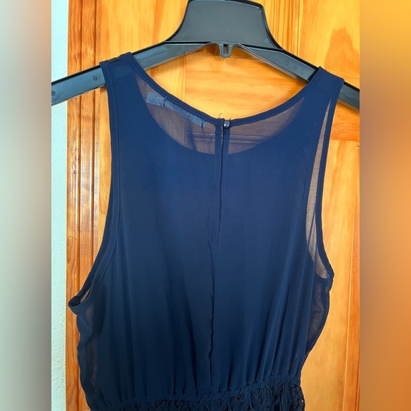 Liberty Love Navy Blue High-Low Sheer Dress Size Medium - Picture 5 of 9